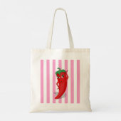 Tote Bag Red Hot Pepper Diva Rose White Stripes (Dos)