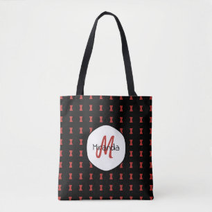 Tote Bag Red Hourglass Black Widow Motif Nom monographique