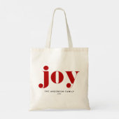 Tote Bag Red JOY Bold Typographie moderne Noël (Dos)