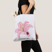 Tote Bag Red Ladybug rose Lily Flower nom personnalisé fill (De près)