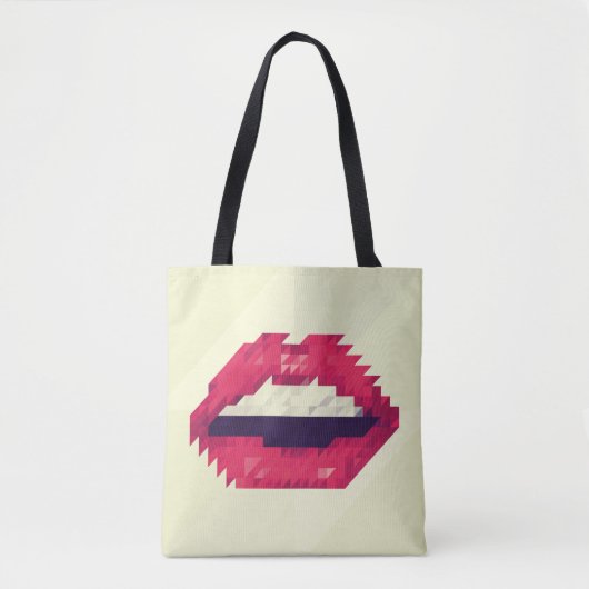 Tote Bag Red lips made of small triangles, pixelshipster,pi (Devant)