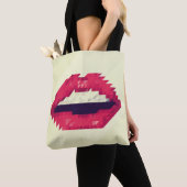 Tote Bag Red lips made of small triangles, pixelshipster,pi (De près)
