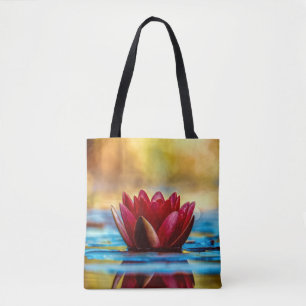 Tote Bag Red Lotus Water Lily Flower