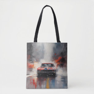 Tote Bag Red Muscle Car direction