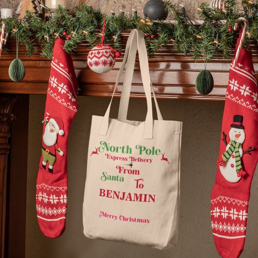 Tote Bag Red Père Noël Sack Pôle Nord Joyeux Noël