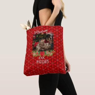 Tote Bag Red Poinsettias Pet Photo Meilleur Noël Jamais