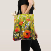Tote Bag Red Poppies Champ peinture Abstraite (De près)