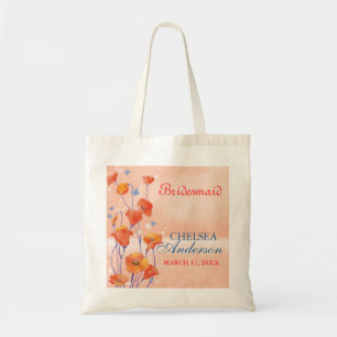 Tote Bag Red Poppy Floral Mariage Bridesservantes Cadeau