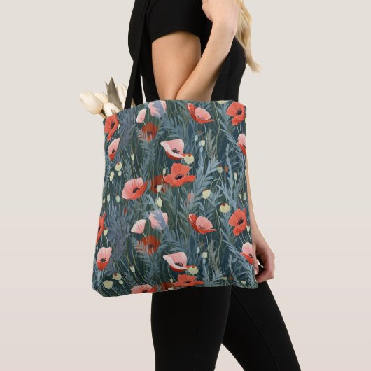 Tote Bag Red Poppy Meadow (De près)