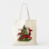 Tote Bag Red Reindeer Green Christmas Tree Holidays (Dos)