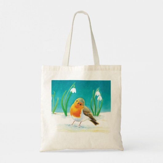 Tote Bag Red Robin (Erithacus rubecula) et Snowdrops (Dos)
