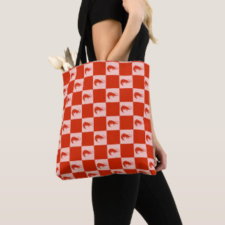 Tote Bag Red Shrimp Checkerboard Pattern Seafood Food 