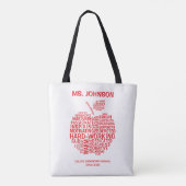 Tote Bag Red Teacher Appréciation Typographie Apple (Dos)