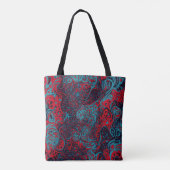 Tote Bag Red Turquoise Marble Abstract Pattern (Dos)