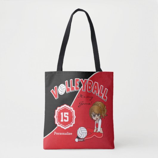 Tote Bag Red Volleyball Diva Girl (Devant)