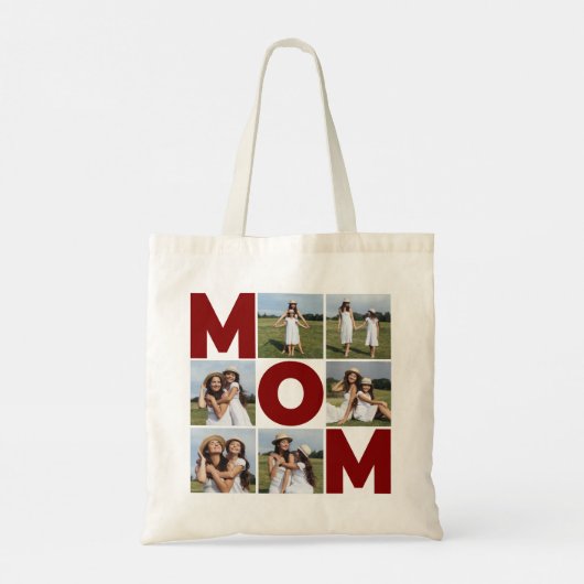Tote Bag Red & White 6 Photo Collage Maman (Dos)