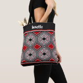 Tote Bag Red, White & Black Tribal Tapestry (De près)