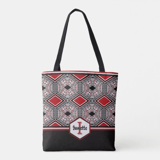 Tote Bag Red, White & Black Tribal Tapestry (Dos)