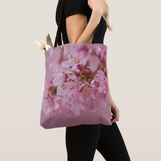 Tote Bag Reflets Rose Pâle des Fleurs de Cerisier Sakura (De près)