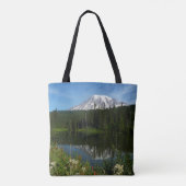 Tote Bag Réflexion du lac Rainier avec Fleurs sauvages (Dos)
