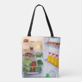 Tote Bag Réfrigérateur ouvert rempli de nourriture (Dos)