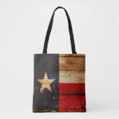 Tote Bag Regard grunge du Texas de drapeau en bois rustique (Devant)