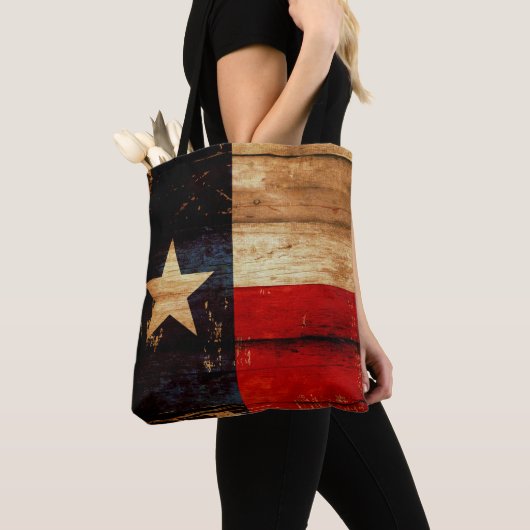 Tote Bag Regard grunge du Texas de drapeau en bois rustique (De près)