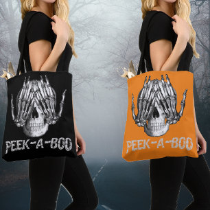 Tote Bag Regardez Un Boo Halloween crâne d'horreur Éffrayan