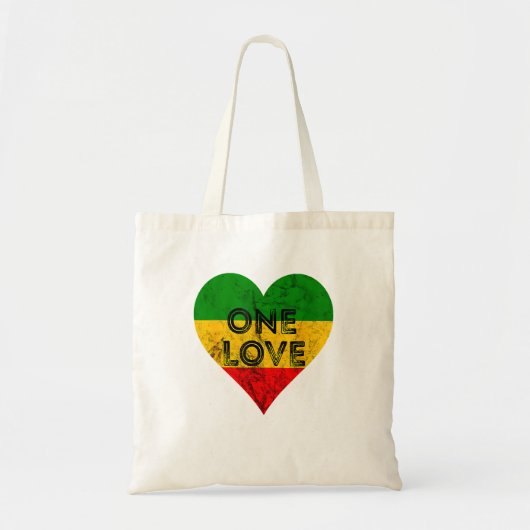 Tote Bag Reggae Heart One Love Rasta Reggae Music Rastafari (Devant)