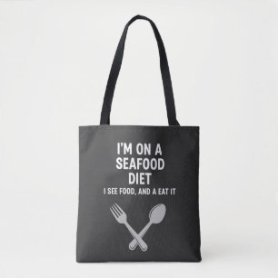Tote Bag Régime Fruits de Mer Dessin Drôle de Nourriture po