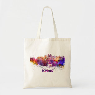 Tote Bag Reims skyline en aquarelle