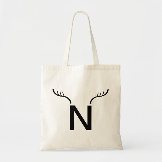 Tote Bag Reindeder Antlers Moderne Premier Monogramme de No (Devant)