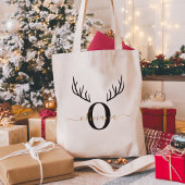 Tote Bag Reindeer Antler | Élégant Noël Monogramme