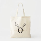 Tote Bag Reindeer Antler | Élégant Noël Monogramme (Devant)