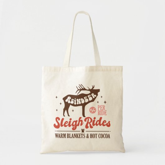 Tote Bag Reindeer Sleigh Rides Vintage Noël (Devant)