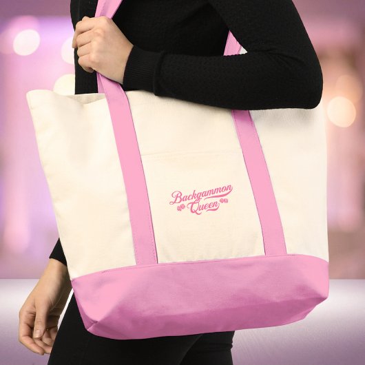 Tote Bag Reine de Backgammon écriture rose