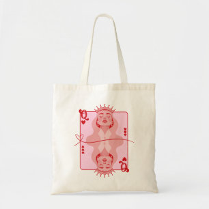 Tote Bag Reine des Coeurs Art rouge et rose