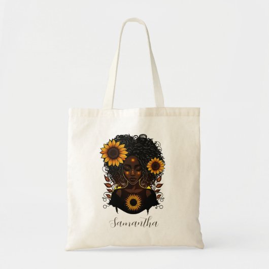 Tote Bag Reine des tournesols Afro femme (Devant)