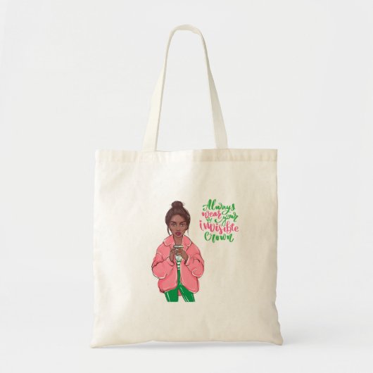 Tote Bag Reine rose et verte (Devant)