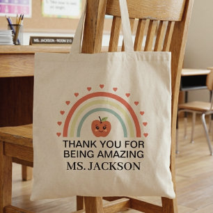 Tote Bag Remerciement Enseignant Appréciation Pastel Arc-en