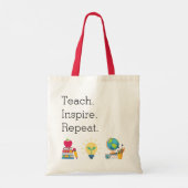 Tote Bag Remerciement Enseignant Enseigner Inspirer Répéter (Dos)