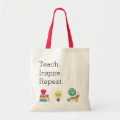 Tote Bag Remerciement Enseignant Enseigner Inspirer Répéter (Devant)