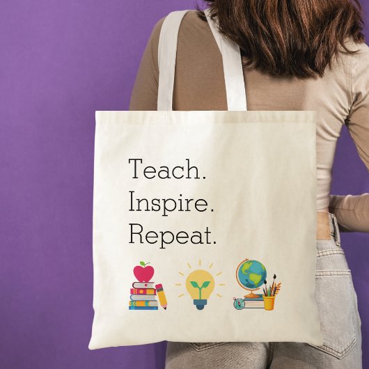 Tote Bag Remerciement Enseignant Enseigner Inspirer Répéter