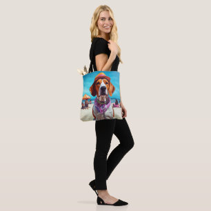 Tote Bag Renard anglais américain sur la plage, cadeau d'ét