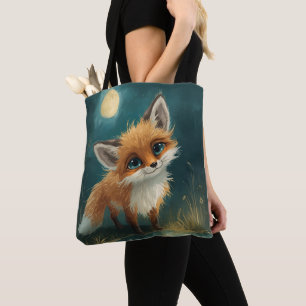 Tote Bag Renard au Clair de Lune, Forêt Nocturne