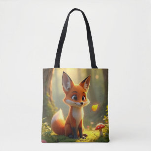 Tote Bag Renard Curieux dans la Forêt Enchantée
