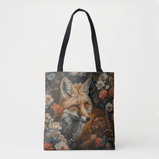 Tote Bag renard dans le jardin fleur sauvage (Devant)