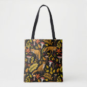 Tote Bag Renard d'automne sur noir (Devant)