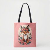Tote Bag Renard de Boho Whimsical avec forêt de Couronne Fl (Devant)