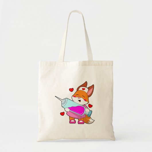 Tote Bag Renard en infirmière avec seringue (Devant)